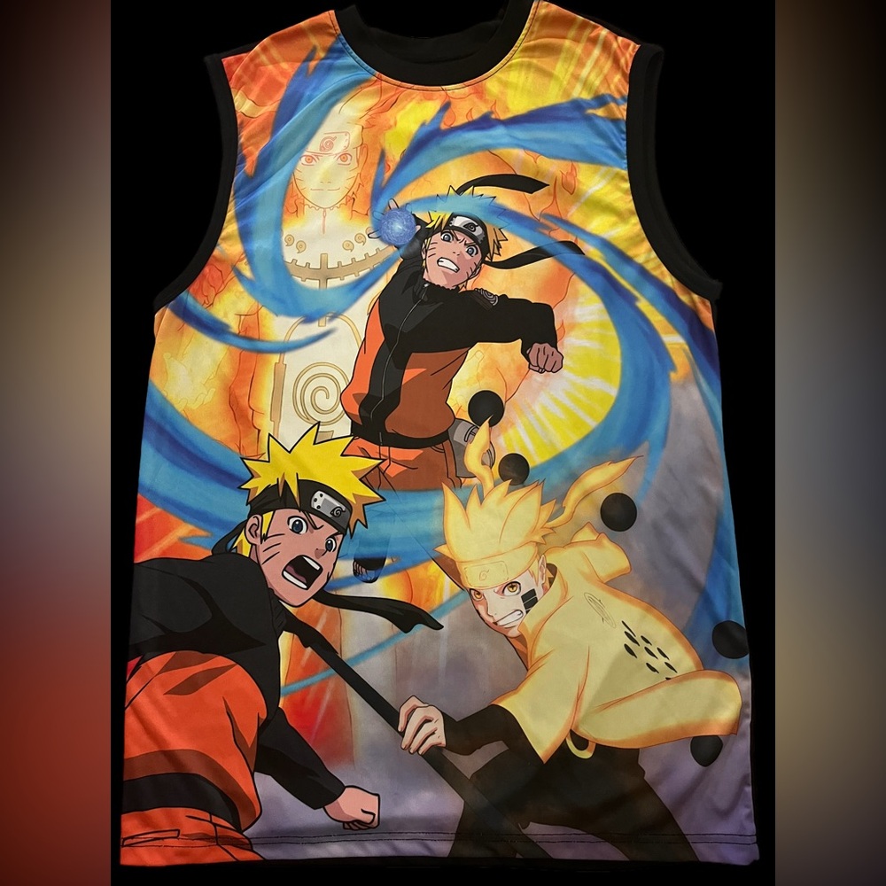 Naruto Shippuden graphic t-shirt sleeveless basketball style size medium men’s